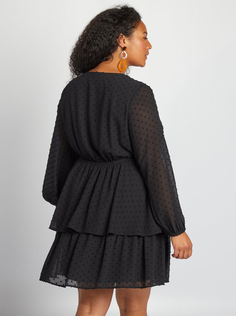 Robe à plumetis noir - Kiabi