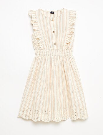 Robe à rayures en lin et coton