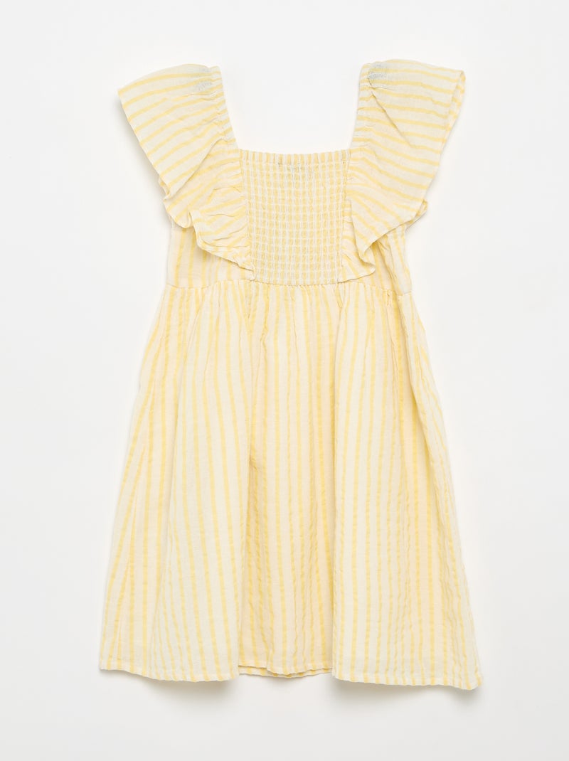 Robe à rayures jaunes et manches volantées Jaune - Kiabi