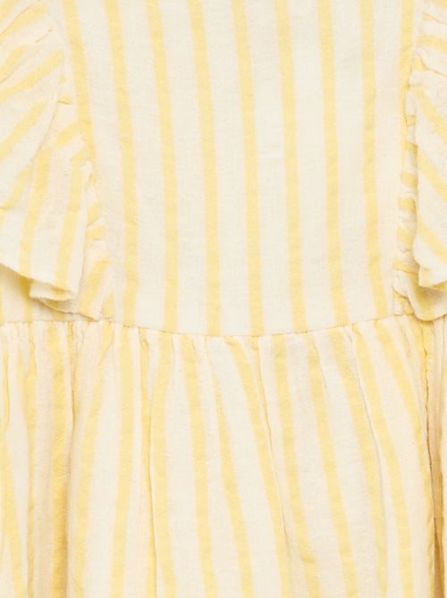 Robe à rayures jaunes et manches volantées - Kiabi