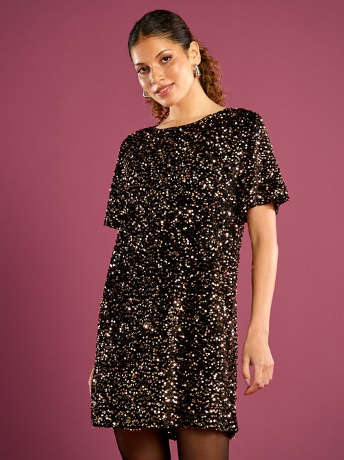 Robe à sequins avec dos noué - Kiabi