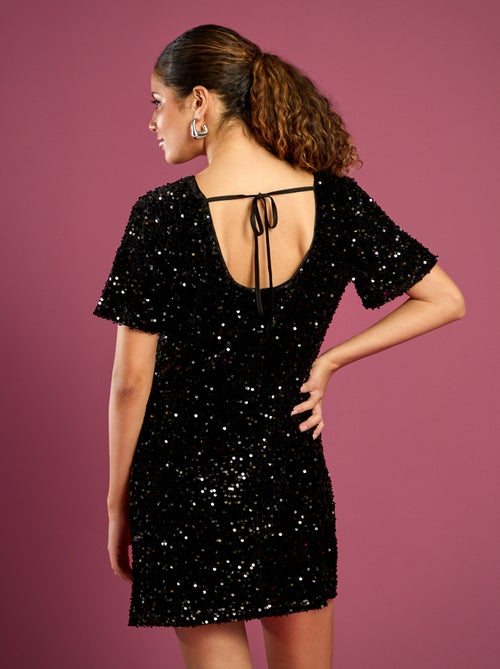 Robe à sequins avec dos noué - Kiabi