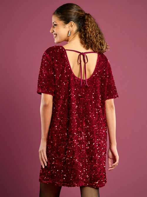 Robe à sequins avec dos noué - Kiabi