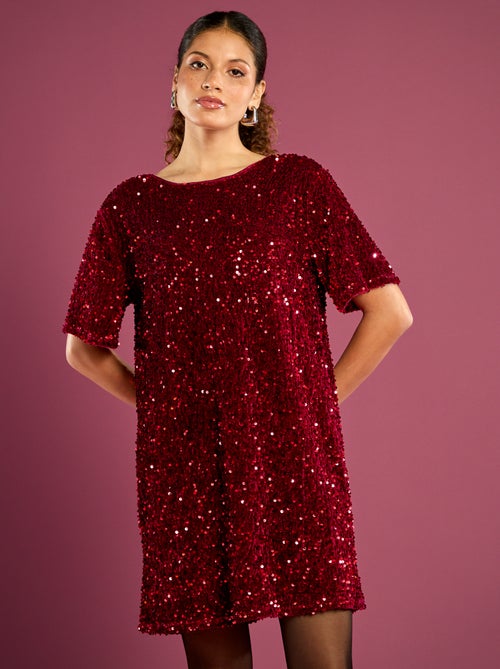 Robe à sequins avec dos noué - Kiabi