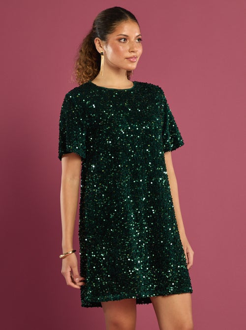 Robe à sequins avec dos noué - Kiabi