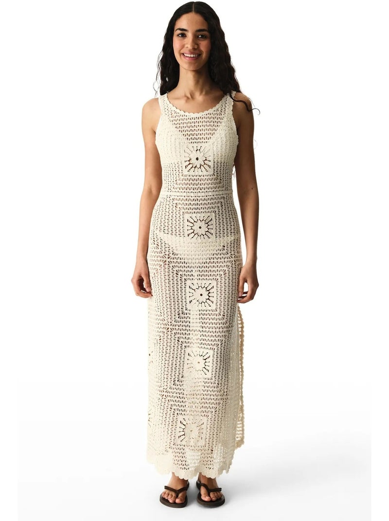Robe aegean à motif ajouré penti Blanc cassé - Kiabi