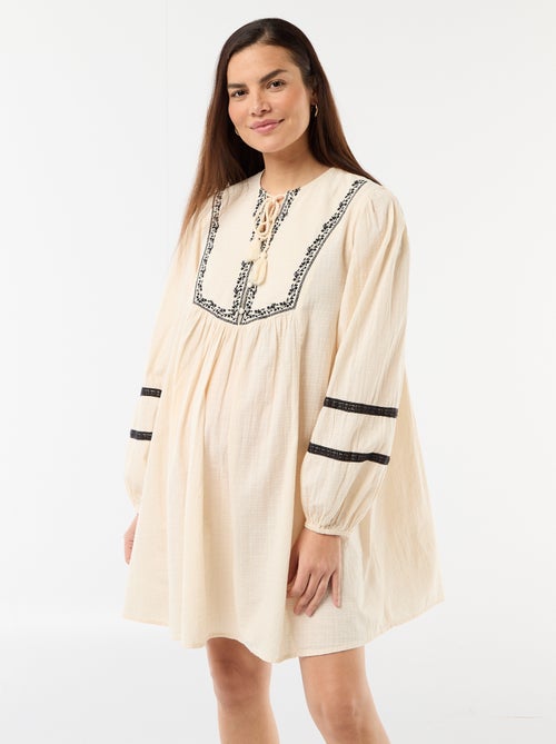 Robe ample de maternité avec broderies - Kiabi