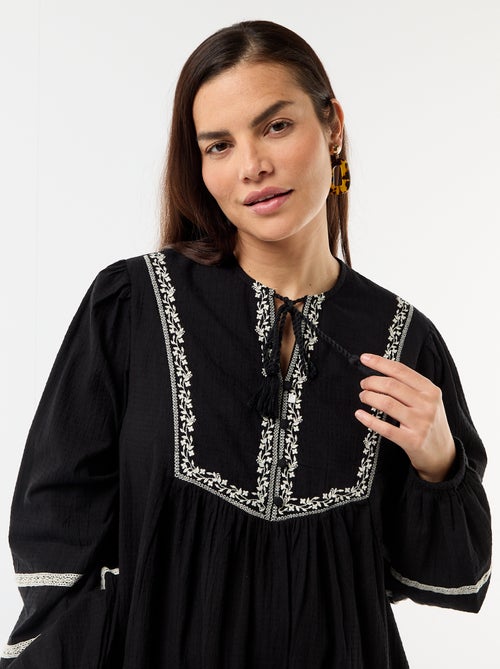 Robe ample de maternité avec broderies - Kiabi