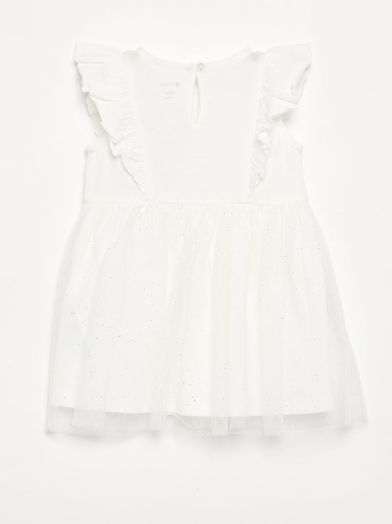 Robe avec base en tulle pailletée Blanc - Kiabi