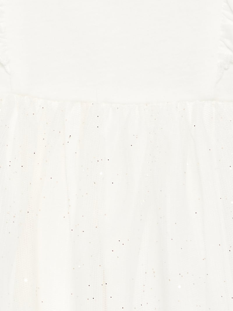 Robe avec base en tulle pailletée Blanc - Kiabi