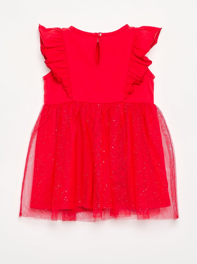 Robe avec base en tulle pailletée Rouge - Kiabi