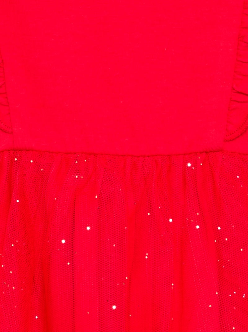 Robe avec base en tulle pailletée Rouge - Kiabi