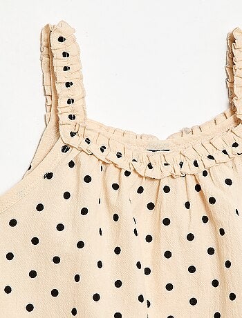 Robe avec bretelles et col volanté