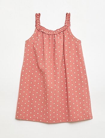 Robe avec bretelles et col volanté