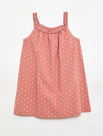 Robe avec bretelles et col volanté