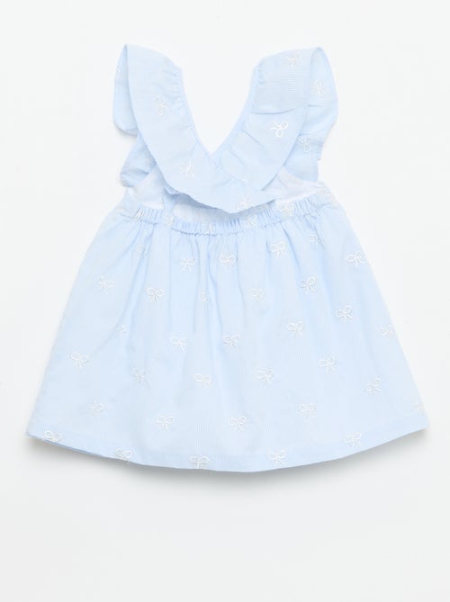 Robe avec bretelles volantées et broderies - Kiabi