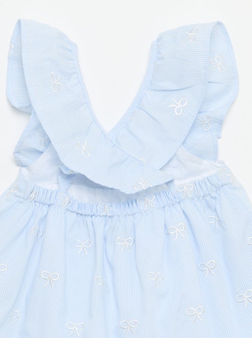 Robe avec bretelles volantées et broderies - Kiabi