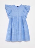 Robe avec broderies all over et volants aux emmanchures BLEU - Kiabi