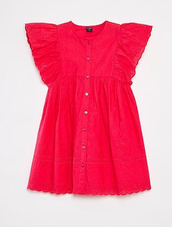 Robe avec broderies all over et volants aux emmanchures