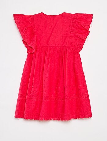 Robe avec broderies all over et volants aux emmanchures