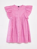 Robe avec broderies all over et volants aux emmanchures rose - Kiabi