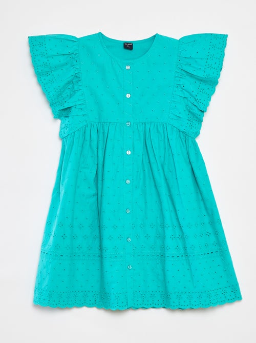 Robe avec broderies all over et volants aux emmanchures - Kiabi