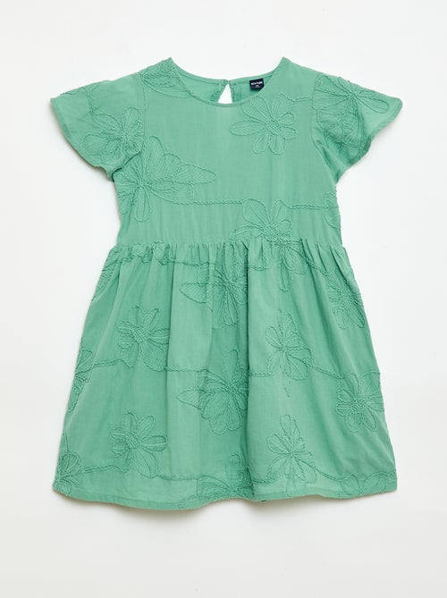 Robe avec broderies fleurs fantaisies - Kiabi