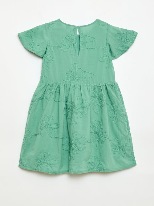 Robe avec broderies fleurs fantaisies - Kiabi