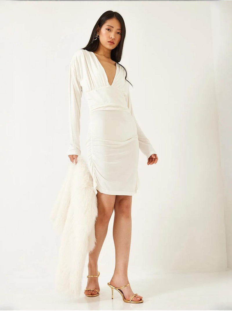 Robe avec côtés froncés lucci Blanc - Kiabi