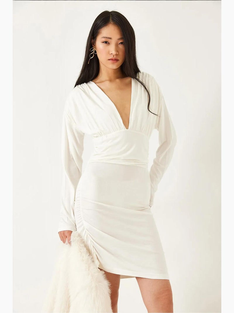 Robe avec côtés froncés lucci Blanc - Kiabi