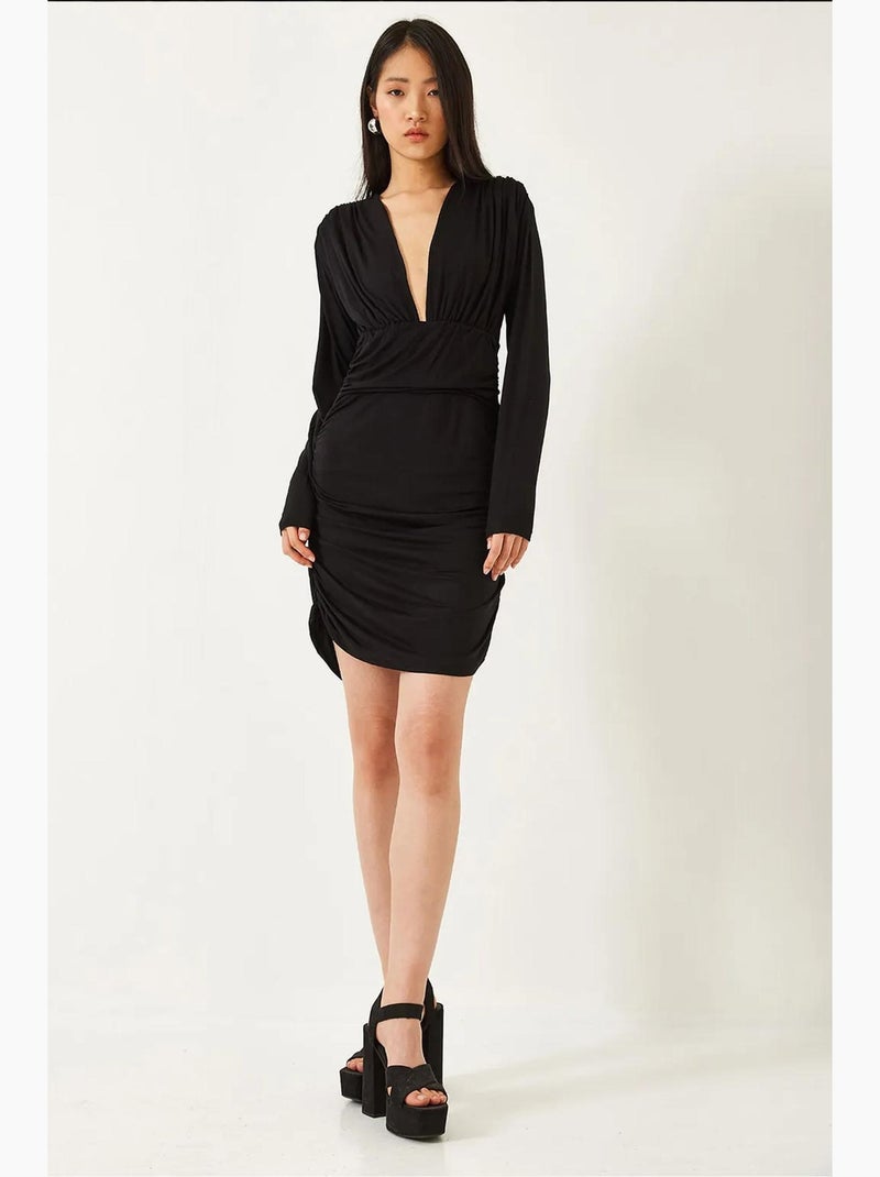 Robe avec côtés froncés lucci Noir - Kiabi