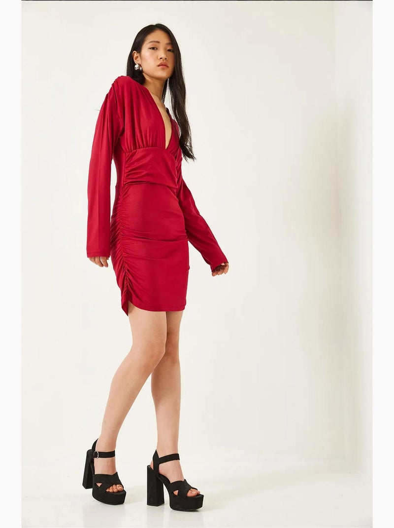 Robe avec côtés froncés lucci Rouge cachemire - Kiabi