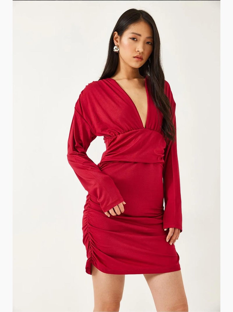 Robe avec côtés froncés lucci Rouge cachemire - Kiabi