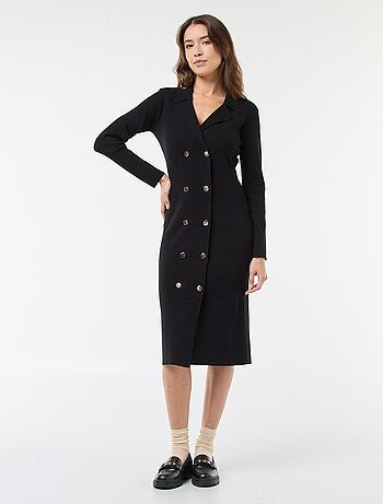 Robe avec double boutonnage uni