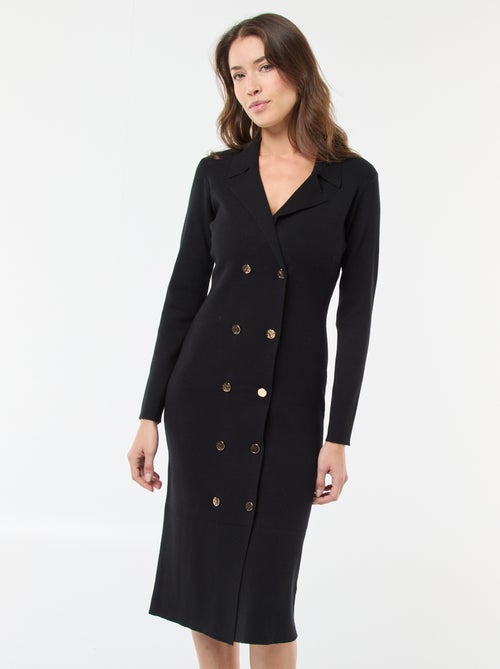 Robe avec double boutonnage uni - Kiabi