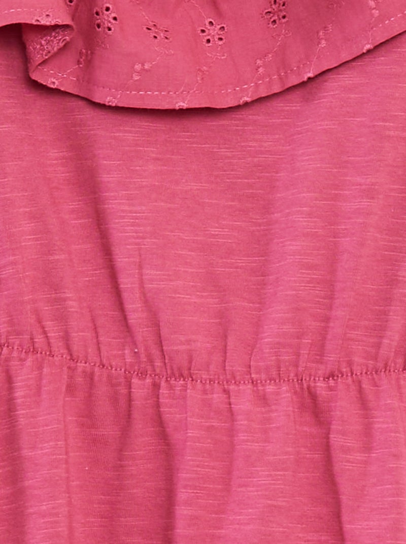 Robe avec épaule dénudée et broderies anglaises Violet - Kiabi