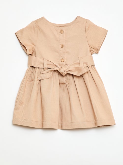 Robe avec manches courtes et ceinture à nouer - Kiabi