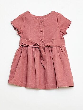 Robe avec manches courtes et ceinture à nouer