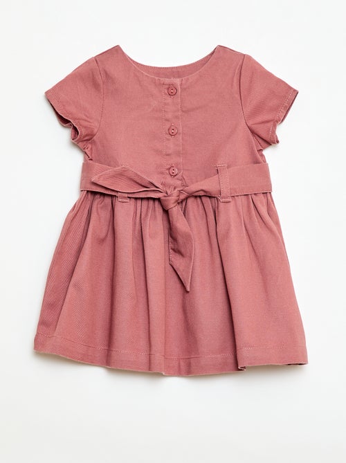 Robe avec manches courtes et ceinture à nouer - Kiabi