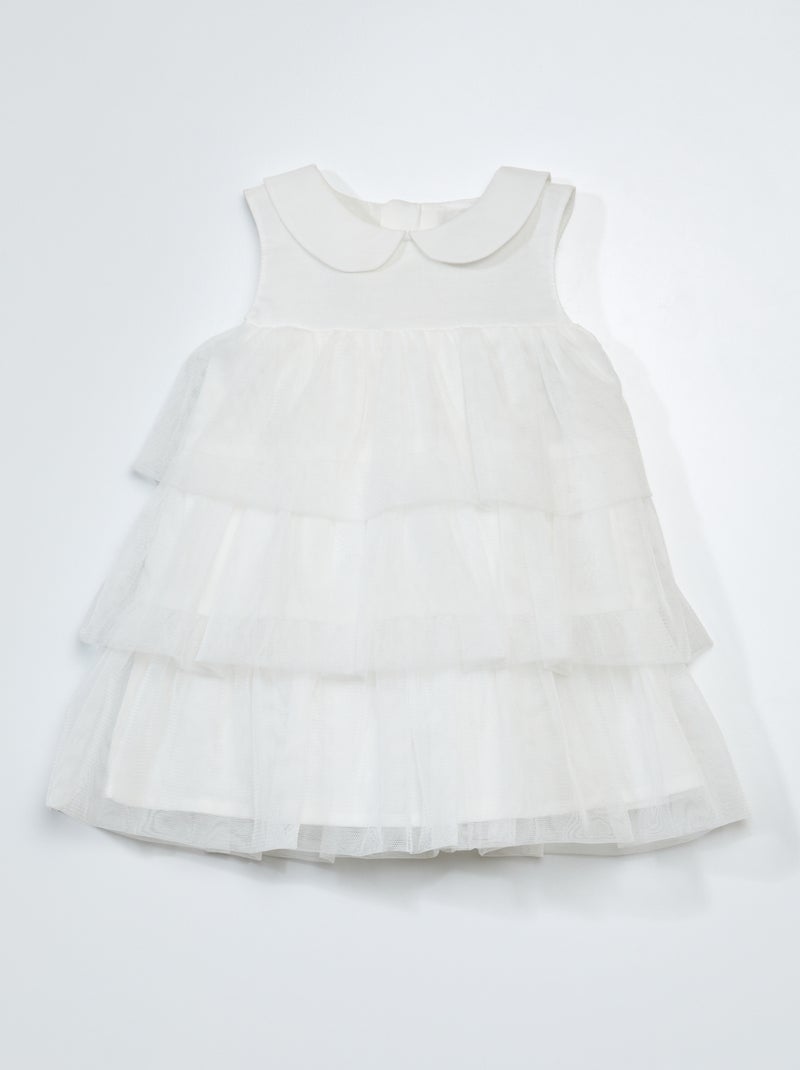 Robe avec volants en tulle blanc - Kiabi