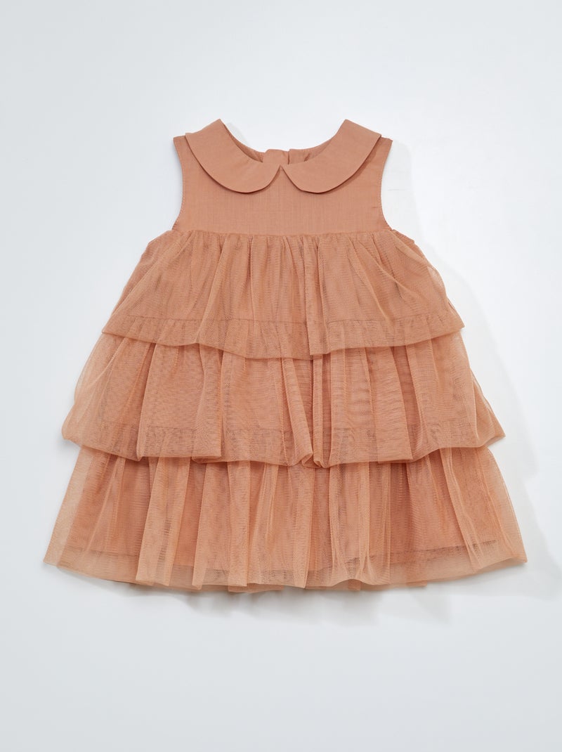 Robe avec volants en tulle Rose - Kiabi