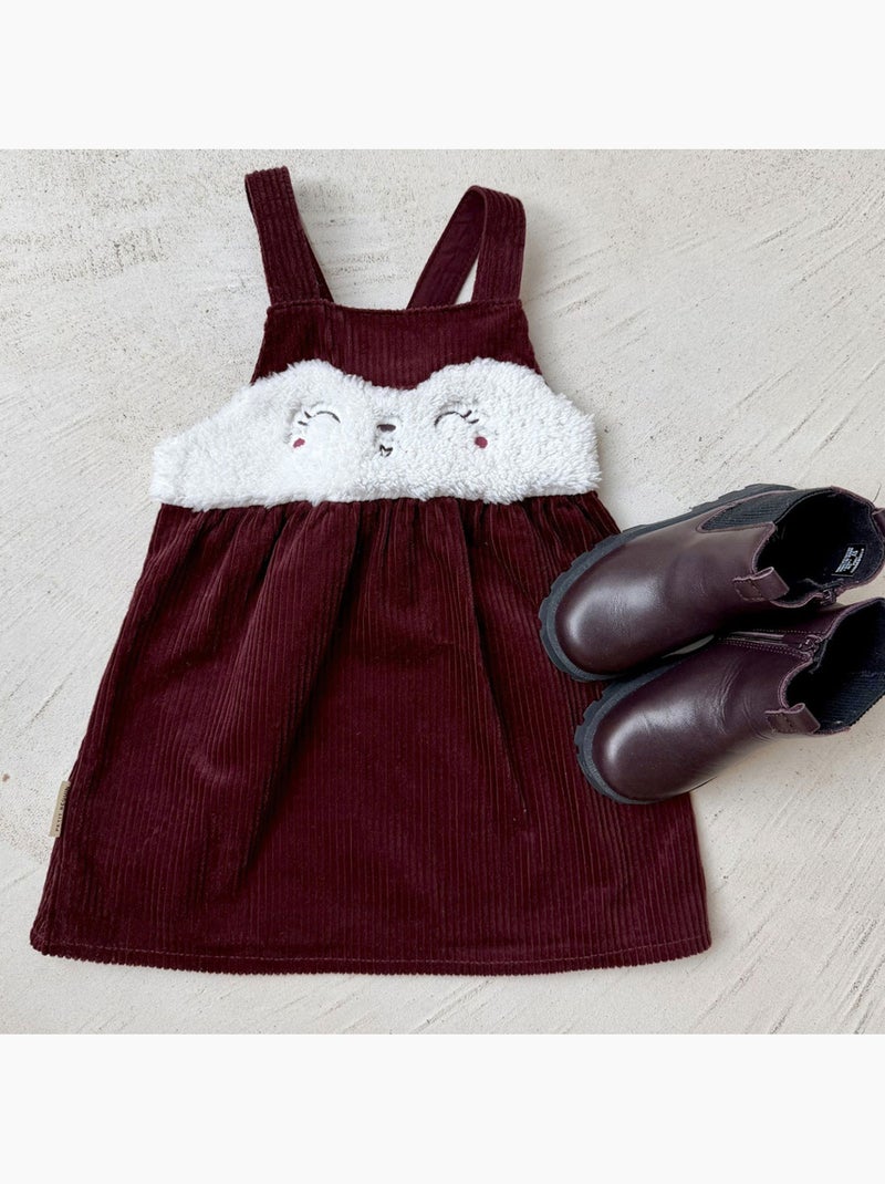 Robe bébé en velours côtelé aimée Bordeaux - Kiabi