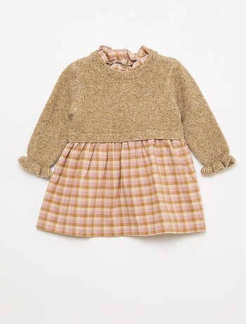 Robe bi matière 2 en 1 en tricot et flanelle