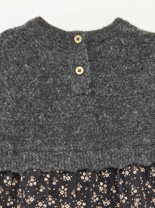 Robe bi matière 2 en 1 en velours tricot - Kiabi