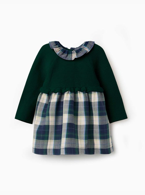 Robe bi-matière à carreaux b&s - Kiabi