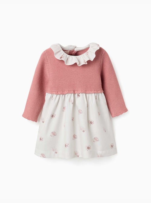 Robe bi-matière avec imprimé floral - Kiabi