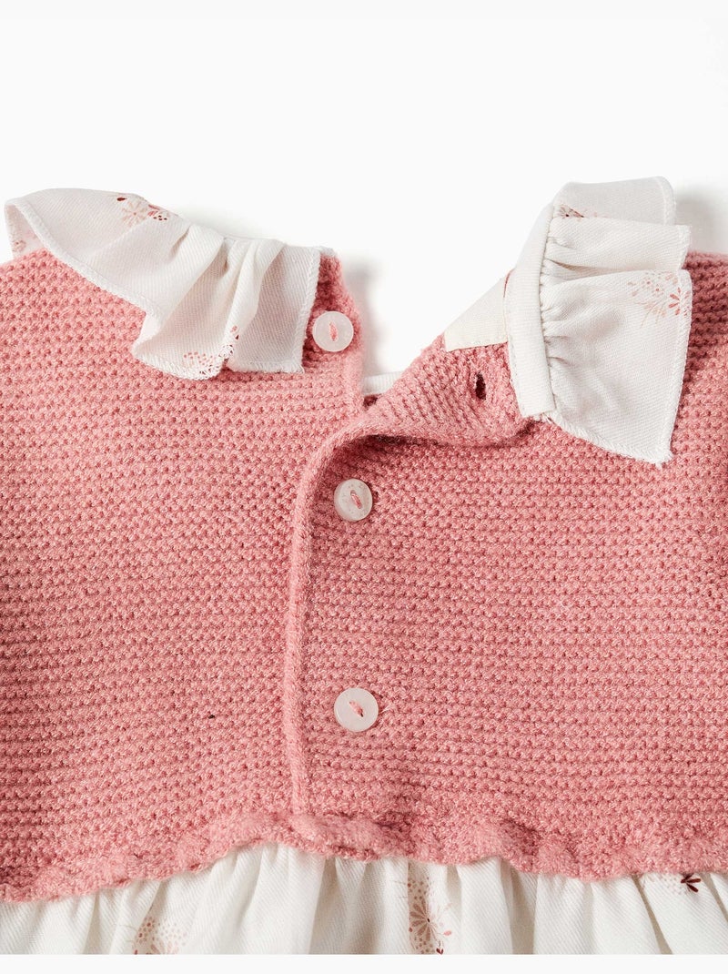 Robe bi-matière avec imprimé floral Rose - Kiabi