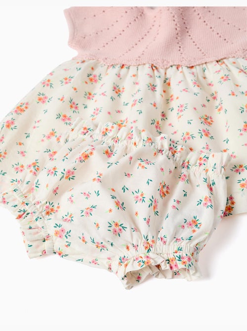 Robe bi-matière avec motif floral - Kiabi
