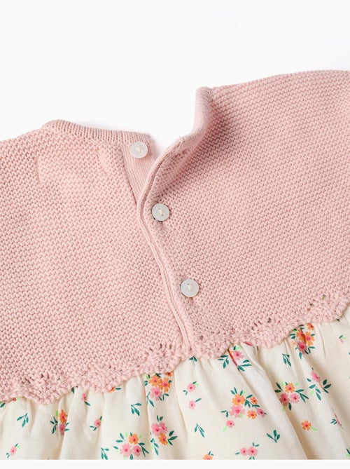 Robe bi-matière avec motif floral - Kiabi