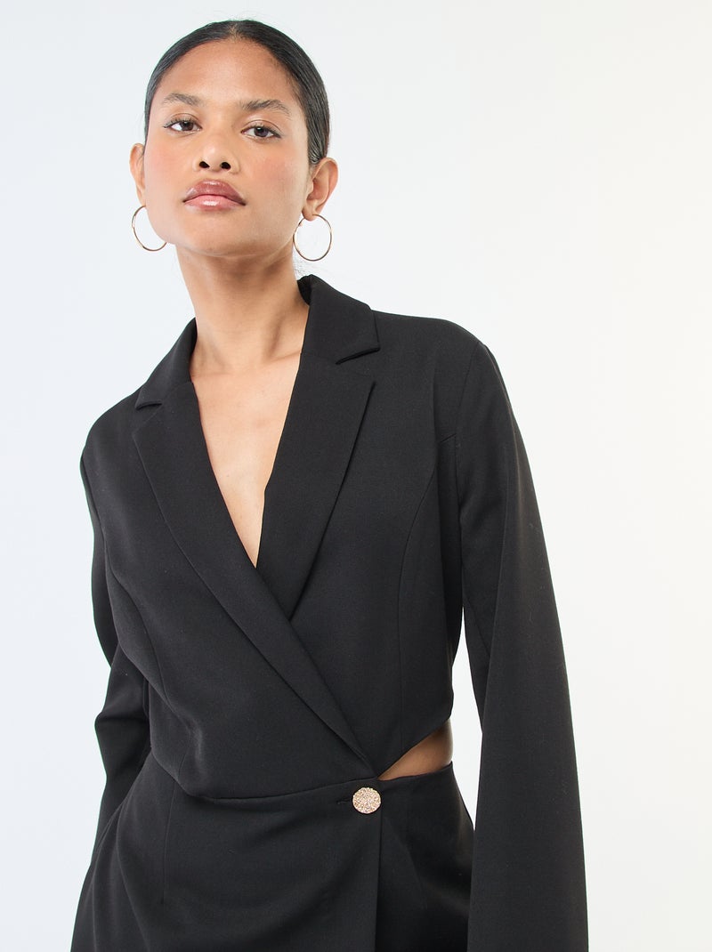 Robe blazer avec fentes latérales Noir - Kiabi